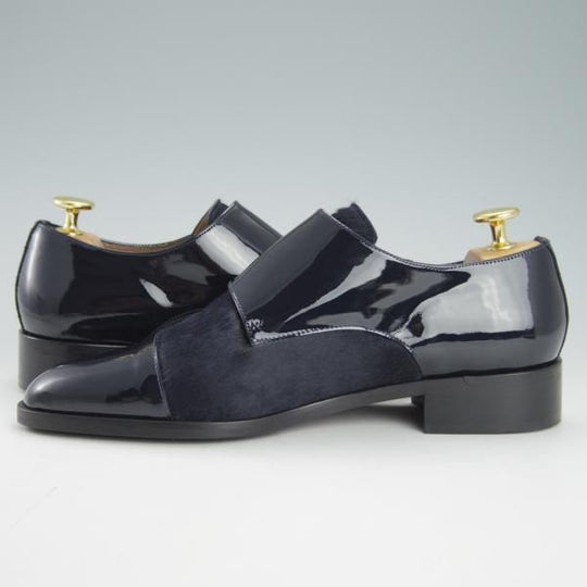 未使用★(スペイン製)Pertini/ペルティーニ(レディース) SIZE 37【定価￥36,720-★エナメル×ポニー/14005】ダブルモンク/濃紺★g501