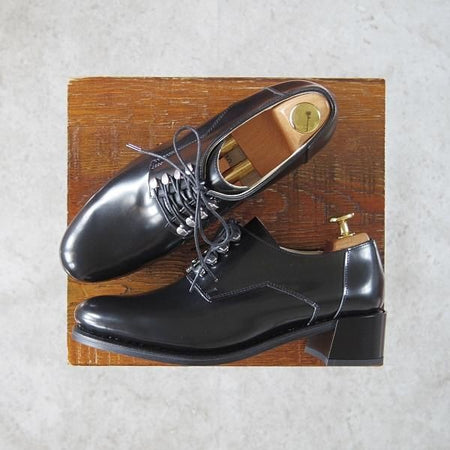 未使用★パラブーツ(レディース) SIZE 4【貴重★NIGHT/プレーントゥ】ヒール/ポリッシュレザー/NOIR/黒/GLOSS/Paraboot★g502