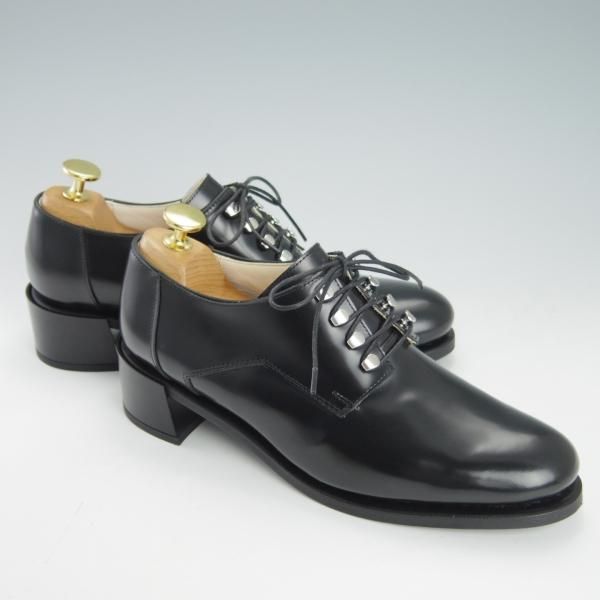 未使用★パラブーツ(レディース) SIZE 4【貴重★NIGHT/プレーントゥ】ヒール/ポリッシュレザー/NOIR/黒/GLOSS/Paraboot★g502
