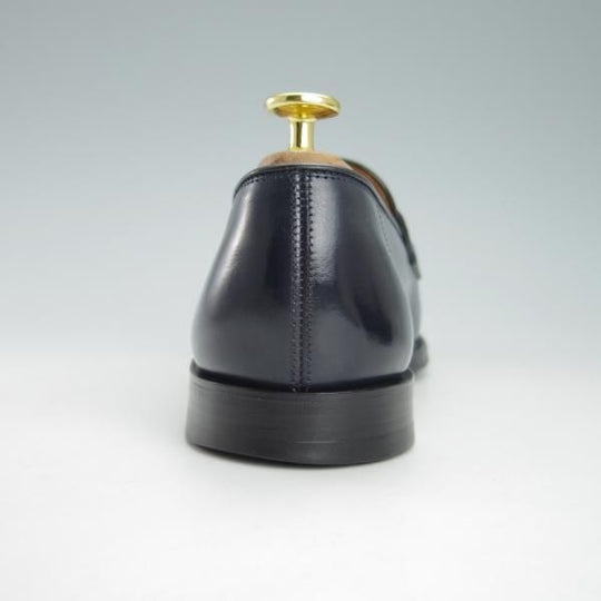 極上★ジョンロブ 5.5E【スキンステッチ仕様★BURGHLEY/4098ラスト】コインローファー/カーフ/紺/メンズ/JOHN LOBB★g503