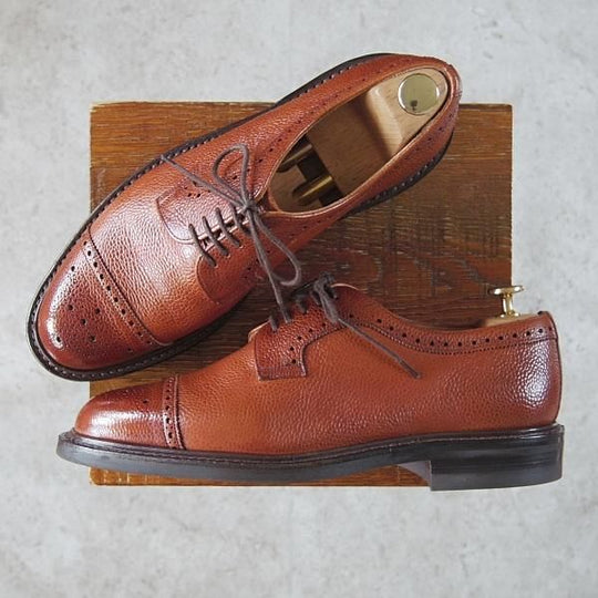 美品★(英)チーニー 8F【ダイナイトソール仕様★TENTERDEN R/175ラスト】セミブローグ/グレインレザー/茶/メンズ/CHEANEY★g505