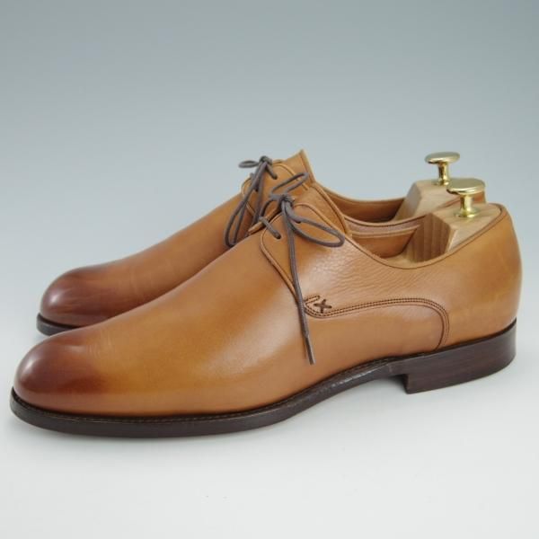 ★(米)BARKER BLACK/バーカーブラック US8.5【定価10万円程度★英国製/プレーントゥ】Vフロント/カーフ/薄茶/メンズ★g512