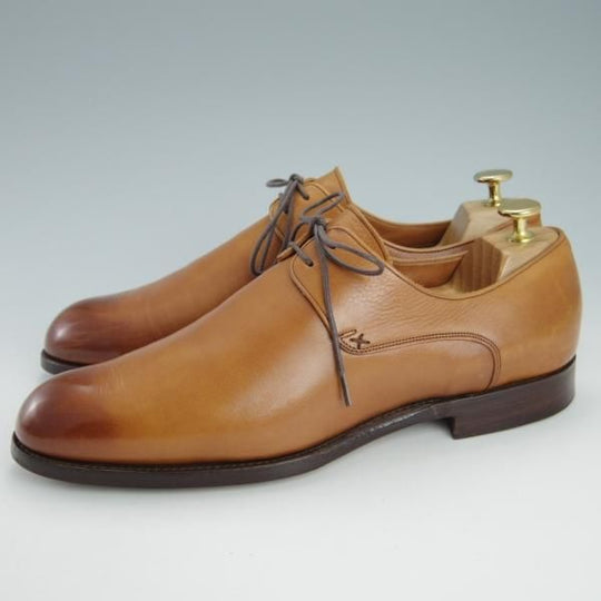 ★(米)BARKER BLACK/バーカーブラック US8.5【定価10万円程度★英国製/プレーントゥ】Vフロント/カーフ/薄茶/メンズ★g512