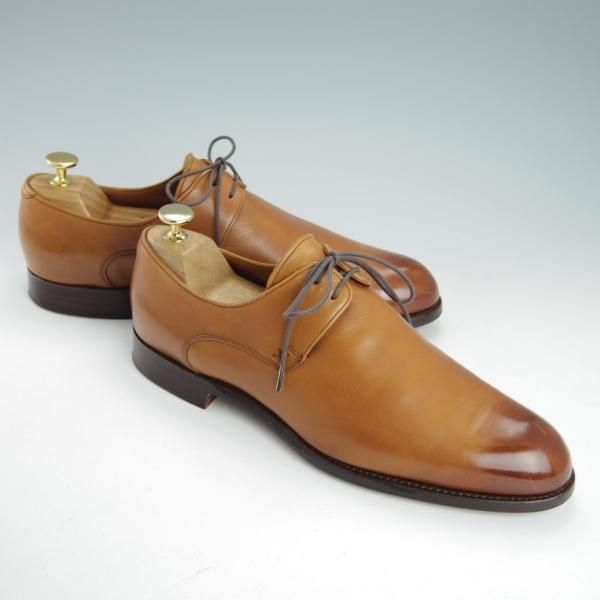 ★(米)BARKER BLACK/バーカーブラック US8.5【定価10万円程度★英国製/プレーントゥ】Vフロント/カーフ/薄茶/メンズ★g512