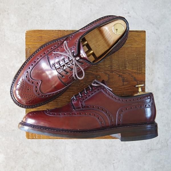 美品★クロケット&ジョーンズ 7E【コードバン仕様★ダイナイトソール/BANGOR】フルブローグ/バーガンディー/赤茶/Crockett&Jones★g523