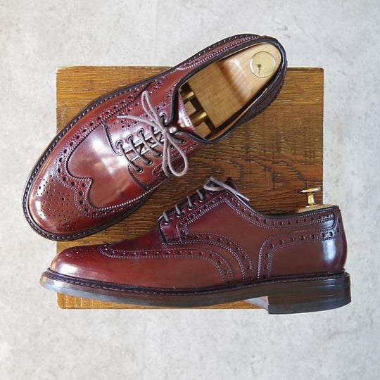 美品★クロケット&ジョーンズ 7E【コードバン仕様★ダイナイトソール/BANGOR】フルブローグ/バーガンディー/赤茶/Crockett&Jones★g523
