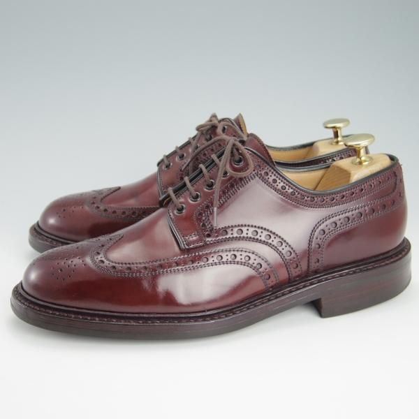 美品★クロケット&ジョーンズ 7E【コードバン仕様★ダイナイトソール/BANGOR】フルブローグ/バーガンディー/赤茶/Crockett&Jones★g523