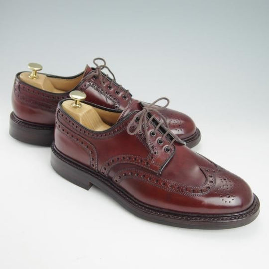 美品★クロケット&ジョーンズ 7E【コードバン仕様★ダイナイトソール/BANGOR】フルブローグ/バーガンディー/赤茶/Crockett&Jones★g523