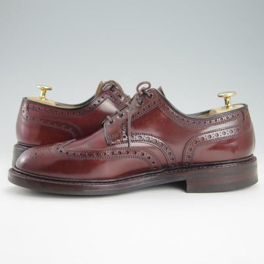美品★クロケット&ジョーンズ 7E【コードバン仕様★ダイナイトソール/BANGOR】フルブローグ/バーガンディー/赤茶/Crockett&Jones★g523