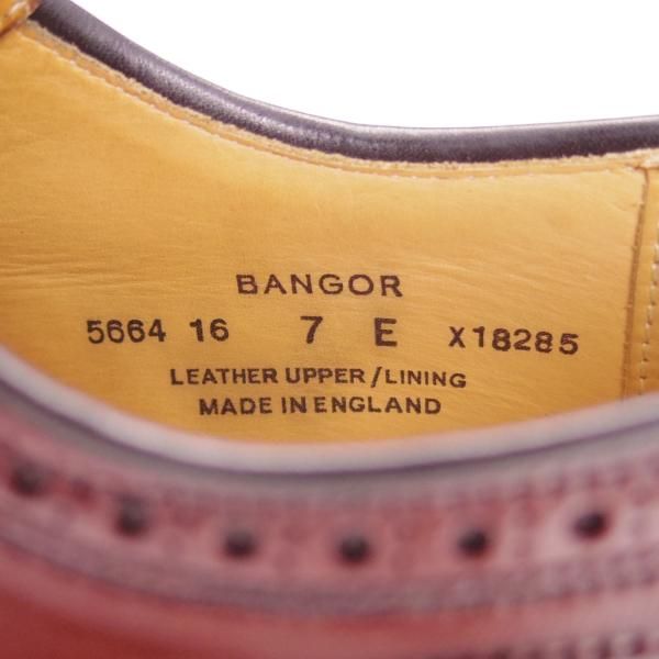 美品★クロケット&ジョーンズ 7E【コードバン仕様★ダイナイトソール/BANGOR】フルブローグ/バーガンディー/赤茶/Crockett&Jones★g523