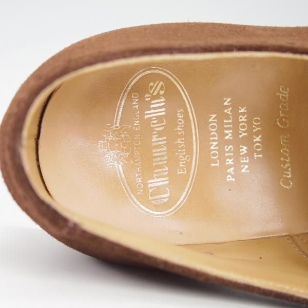 極上★チャーチ 70F/UK7【定価￥81,400-★TORONTO/136ラスト】トロント/5都市ロゴ/セミブローグ/スエード/濃茶/メンズ/Church's★g542