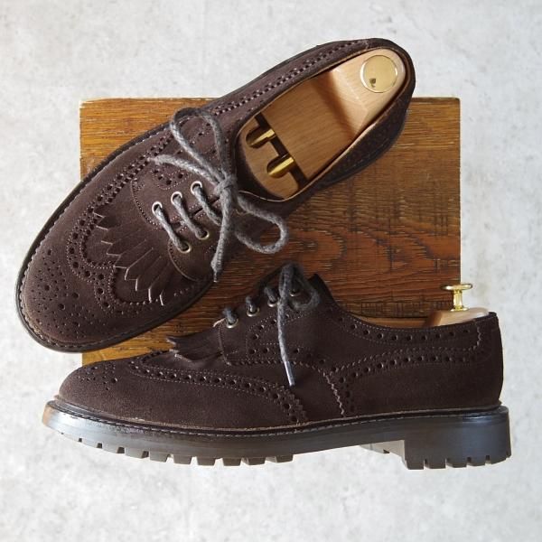極美品★チャーチ 90G/UK9【コマンドソール仕様★PLOWDEN/133ラスト】5都市ロゴ/フルブローグ/スエード/濃茶/メンズ/Church's★g546