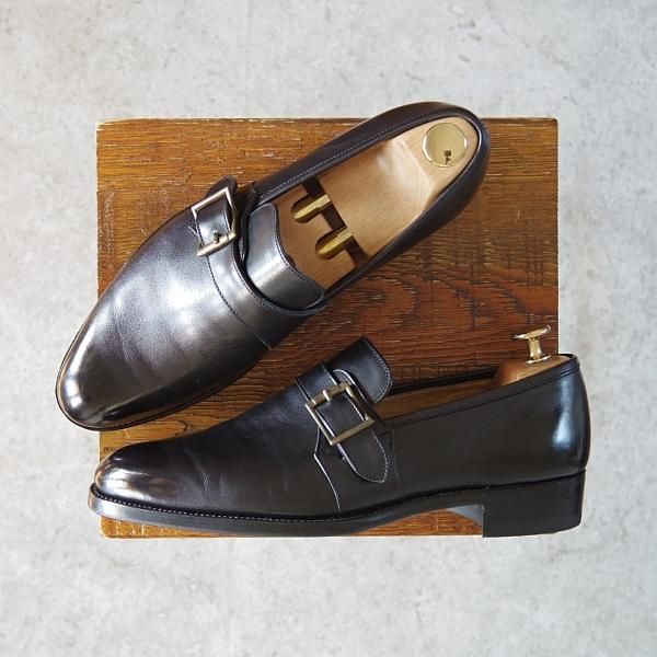 極上★(福岡)Corno blu/コルノブルゥ UK6.5程度【オーダー価格￥94,600-(合計)★専用シューツリー付】モンクストラップ/カーフ★g548