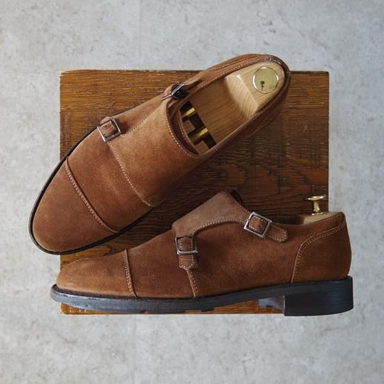 美品★パラブーツ SIZE 6【モデル定価￥83,600-★EDIFICE別注/VIVALDI】アクティブソール/ダブルモンク/スエード/茶/エディフィス/Paraboot★g552