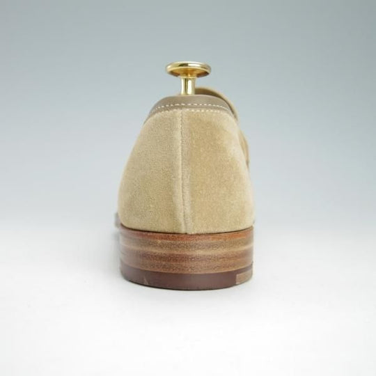 美品★クロケット&ジョーンズ 6E【モデル定価￥86,900-★MERTON/348ラスト】コインローファー/スエード/薄茶/Crockett&Jones★g558