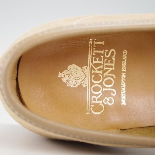 美品★クロケット&ジョーンズ 6E【モデル定価￥86,900-★MERTON/348ラスト】コインローファー/スエード/薄茶/Crockett&Jones★g558