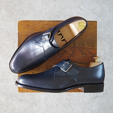 ほぼ試着程度★シェットランドフォックス SIZE 6.5【定価￥42,900-★ドレイトン102F SF】モンクストラップ/カーフ/紺/Shetlandfox★g559