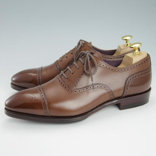 未使用★(スペイン製)CARMINA/カルミナ SIZE 6.5【定価￥72,600-★80251/INCAラスト】セミブローグ/カーフ/茶/メンズ★g561