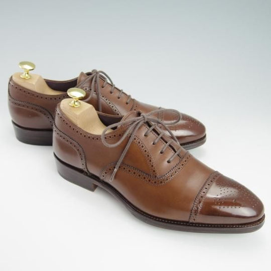 未使用★(スペイン製)CARMINA/カルミナ SIZE 6.5【定価￥72,600-★80251/INCAラスト】セミブローグ/カーフ/茶/メンズ★g561