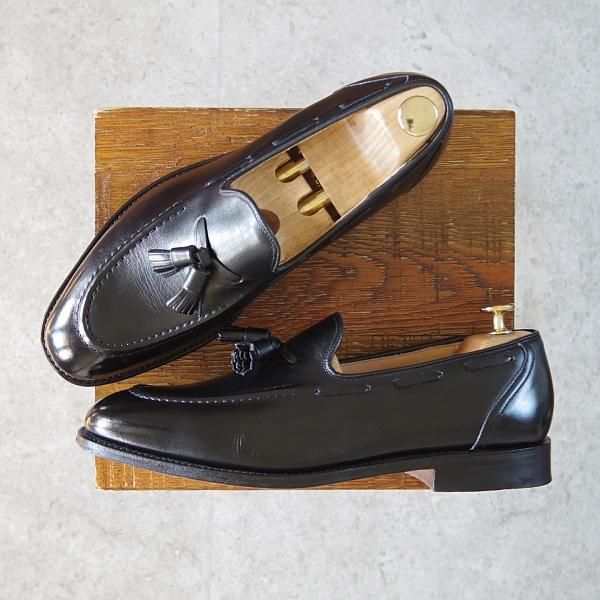 極美品★チャーチ 75F/UK7.5【定価￥91,300-★KINGSLEY 2/69Rラスト】5都市ロゴ/タッセルローファー/カーフ/黒/メンズ/Church's★g562