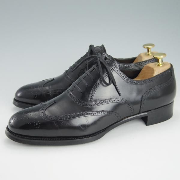 極上★LECOTT/レコット SIZE 7.5【貴重★ハンドソーンウェルテッド製法/九分半仕立て】フルブローグ/カーフ/黒/メンズ★g563