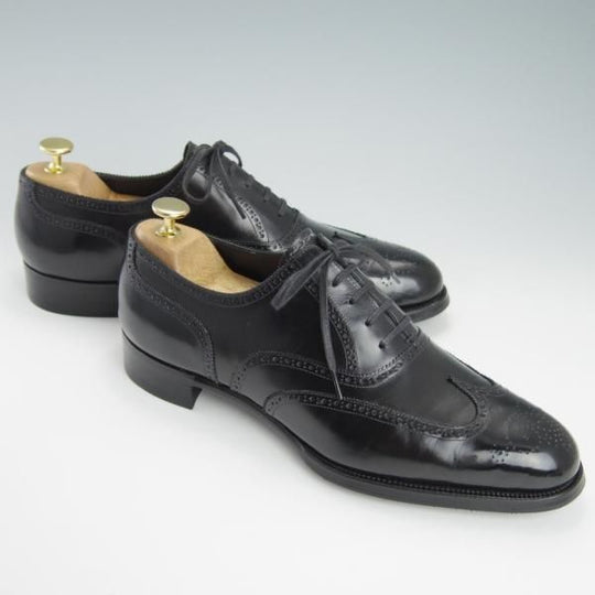 極上★LECOTT/レコット SIZE 7.5【貴重★ハンドソーンウェルテッド製法/九分半仕立て】フルブローグ/カーフ/黒/メンズ★g563