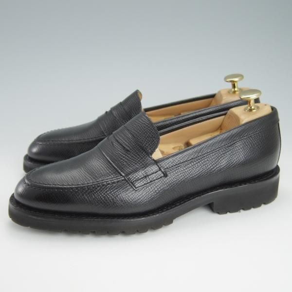 極美品★(英)チーニー 6.5F【★(独)ワインハイマー社のジュピターカーフ/MONET GV】1886ラスト/コインローファー/黒/メンズ/CHEANEY★g569