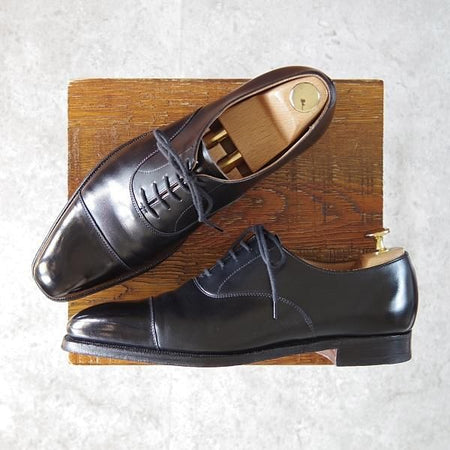 極美品★クロケット&ジョーンズ 6E【定価￥86,900-★HALLAM/SHIPS別注/348ラスト】ストレートチップ/黒/メンズ/Crockett&Jones★g571