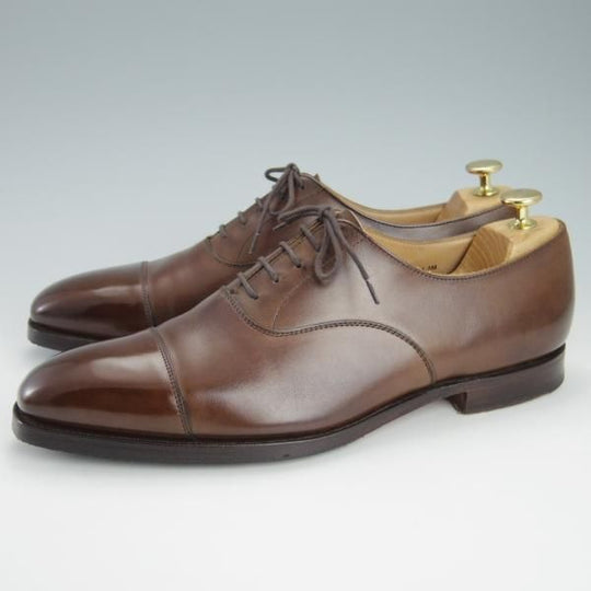 美品★クロケット&ジョーンズ 8.5E【定価￥86,900-★HALLAM/348ラスト】ストレートチップ/カーフ/濃茶/メンズ/Crockett&Jones★g574