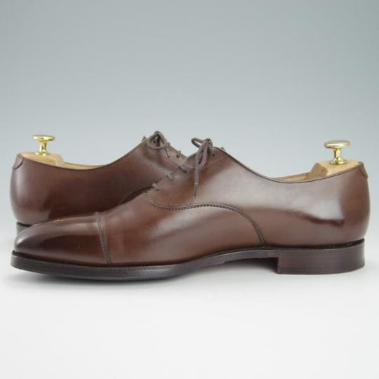 美品★クロケット&ジョーンズ 8.5E【定価￥86,900-★HALLAM/348ラスト】ストレートチップ/カーフ/濃茶/メンズ/Crockett&Jones★g574