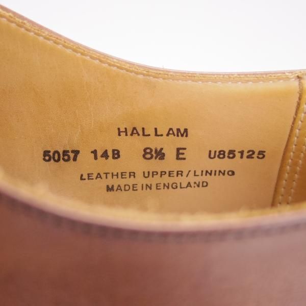 美品★クロケット&ジョーンズ 8.5E【定価￥86,900-★HALLAM/348ラスト】ストレートチップ/カーフ/濃茶/メンズ/Crockett&Jones★g574