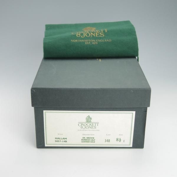 美品★クロケット&ジョーンズ 8.5E【定価￥86,900-★HALLAM/348ラスト】ストレートチップ/カーフ/濃茶/メンズ/Crockett&Jones★g574