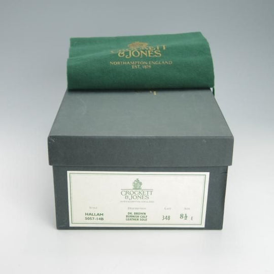美品★クロケット&ジョーンズ 8.5E【定価￥86,900-★HALLAM/348ラスト】ストレートチップ/カーフ/濃茶/メンズ/Crockett&Jones★g574