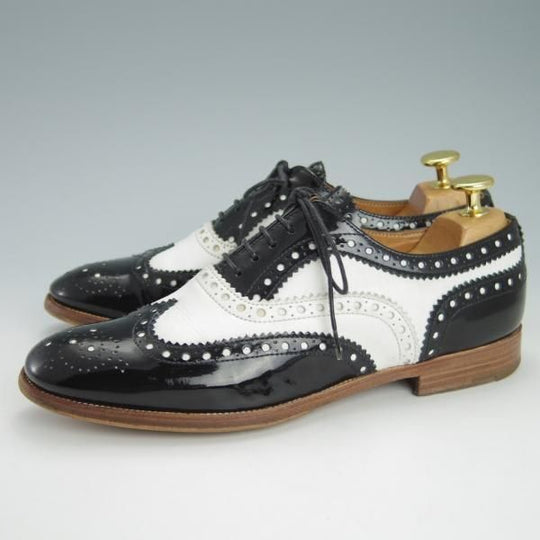 極上★チャーチ(レディース) SIZE 36.5【★バーウッド/BURWOOD 3W】フルブローグ/カーフ×パテント/黒×白/Church's★g588