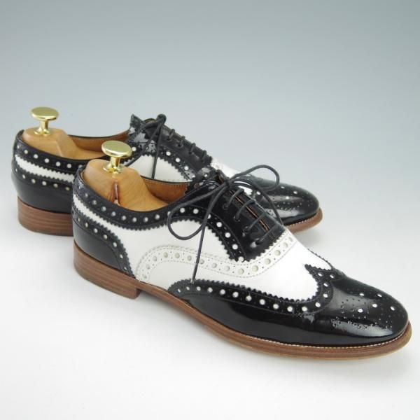 極上★チャーチ(レディース) SIZE 36.5【★バーウッド/BURWOOD 3W】フルブローグ/カーフ×パテント/黒×白/Church's★g588