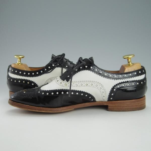 極上★チャーチ(レディース) SIZE 36.5【★バーウッド/BURWOOD 3W】フルブローグ/カーフ×パテント/黒×白/Church's★g588