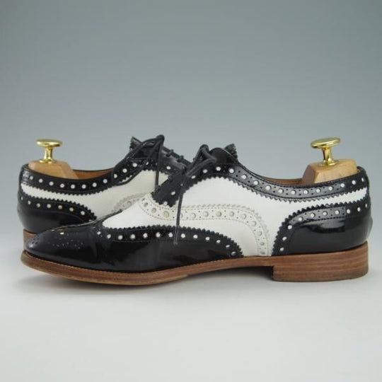極上★チャーチ(レディース) SIZE 36.5【★バーウッド/BURWOOD 3W】フルブローグ/カーフ×パテント/黒×白/Church's★g588