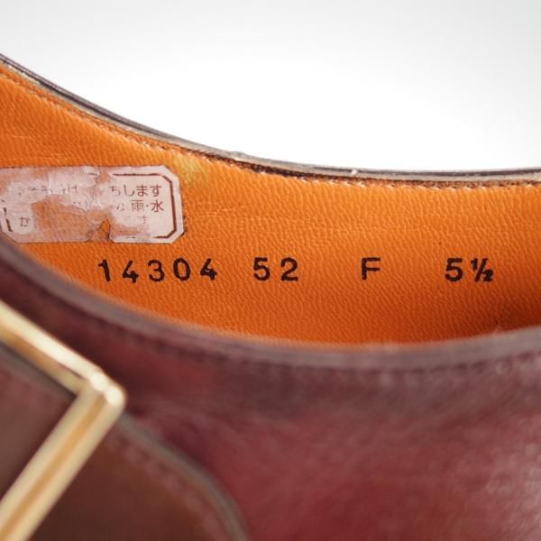 極美品★(伊)サントーニ SIZE 5.5【貴重★グッドイヤー・ボローニャ製法/14304】ダブルモンク/カーフ/赤茶/Santoni★g591