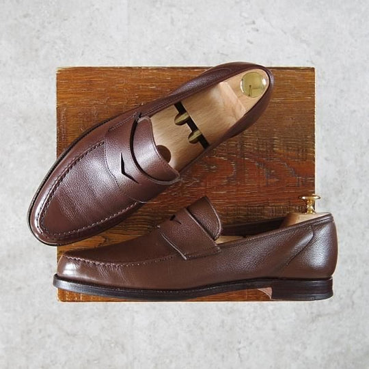 ★クロケット&ジョーンズ 6.5E【モデル定価￥75,900-★SELHURST/366ラスト】コインローファー/グレインレザー/濃茶/Crockett&Jones★g603