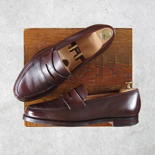 極上★クロケット&ジョーンズ 6.5E【定価￥83,600-★ビームスF別注/MAINE】376ラスト/コインローファー/濃茶/BEAMS/Crockett&Jones★g605