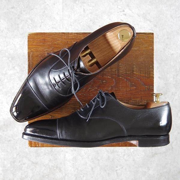 極上★クロケット&ジョーンズ 7.5E【定価￥86,900-★HALLAM/バーニーズNY別注/348ラスト】ストレートチップ/黒/Crockett&Jones★g606