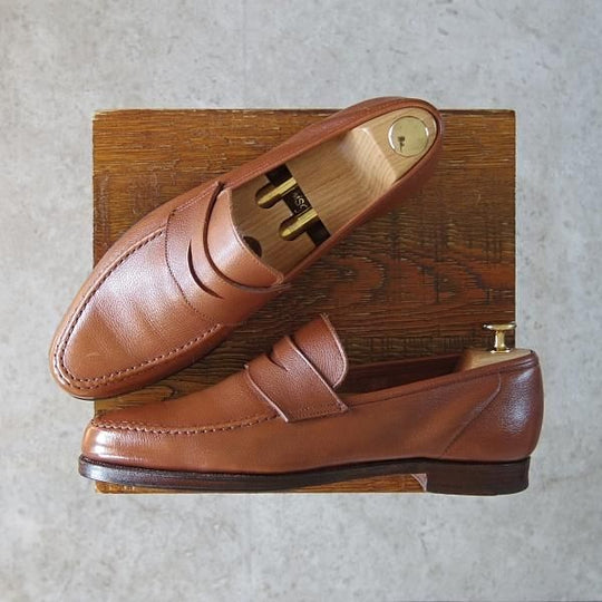 美品★クロケット&ジョーンズ 6.5E【モデル定価￥74,800-★ビームスF別注/CAMDEN】366ラスト/コインローファー/茶/Crockett&Jones★g614