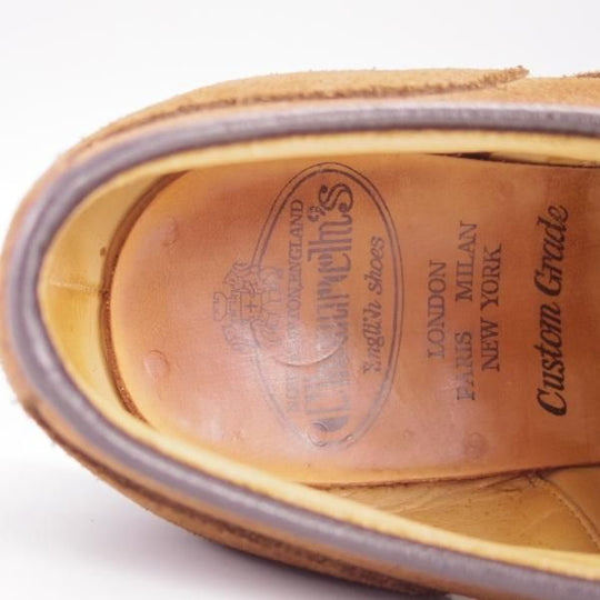 極美品★チャーチ 65F/UK6.5【★GOODRICH 2/108ラスト】4都市ロゴ/ストレートチップ/スエード/濃茶/メンズ/Church's★g616