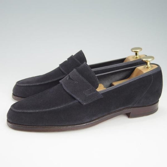 極上★クロケット&ジョーンズ 6.5E【★SELSEY/366ラスト】コインローファー/スエード/紺/メンズ/Crockett&Jones★g631