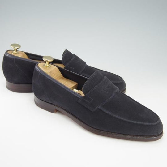 極上★クロケット&ジョーンズ 6.5E【★SELSEY/366ラスト】コインローファー/スエード/紺/メンズ/Crockett&Jones★g631