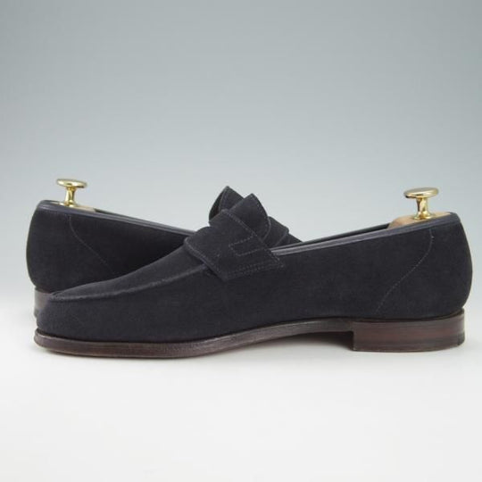 極上★クロケット&ジョーンズ 6.5E【★SELSEY/366ラスト】コインローファー/スエード/紺/メンズ/Crockett&Jones★g631