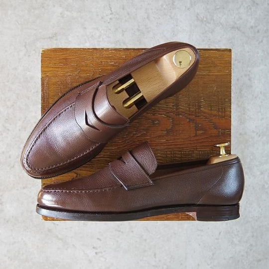 美品★クロケット&ジョーンズ 6.5E【定価￥83,600-★バーニーズNY別注/SELHURST】366ラスト/ローファー/濃茶/Crockett&Jones★g632