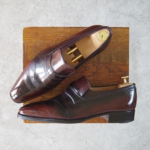 極上★(伊)アルティオリ SIZE 6.5【定価15万円以上★パティーヌ/センターエラスティック】濃茶系/スリッポン/カーフ/ARTIOLI★g635