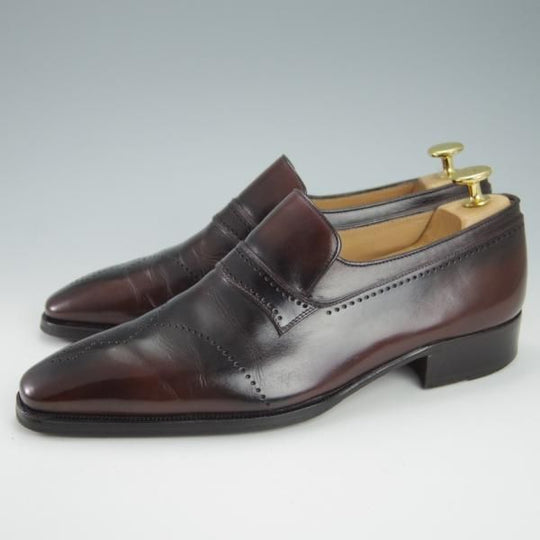 極上★(伊)アルティオリ SIZE 6.5【定価15万円以上★パティーヌ/センターエラスティック】濃茶系/スリッポン/カーフ/ARTIOLI★g635