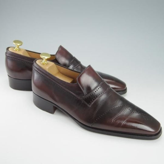 極上★(伊)アルティオリ SIZE 6.5【定価15万円以上★パティーヌ/センターエラスティック】濃茶系/スリッポン/カーフ/ARTIOLI★g635